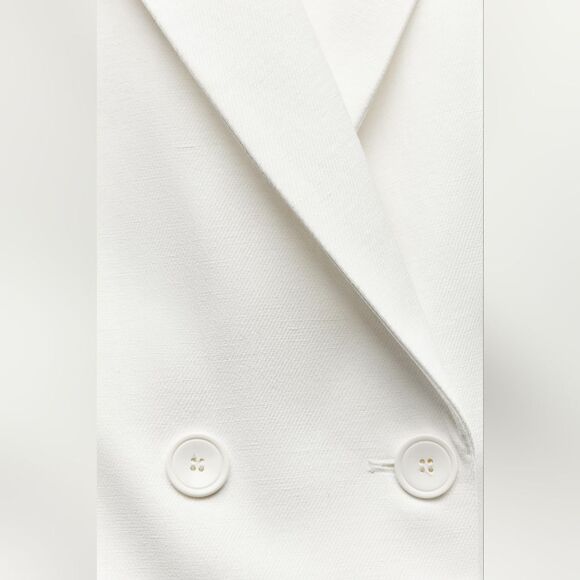 NWT ZARA WOMAN COLLECTION Cropped blazer made withโ25% linen WHITE - Picture 10 of 16